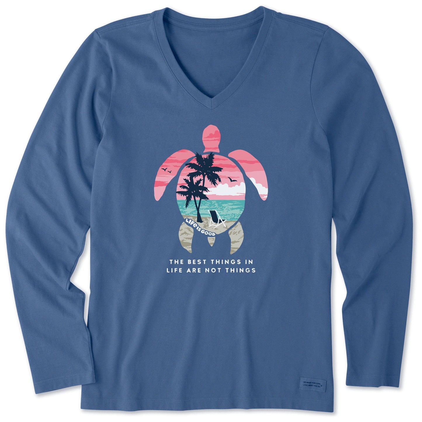 Women's Best Things Sea Turtle Beach Long Sleeve Crusher Vee