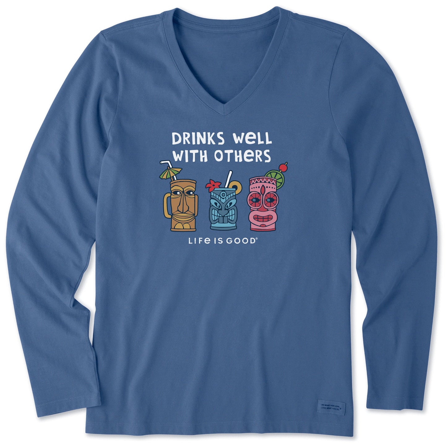 Women's Tiki Drinks Well Long Sleeve Crusher Vee