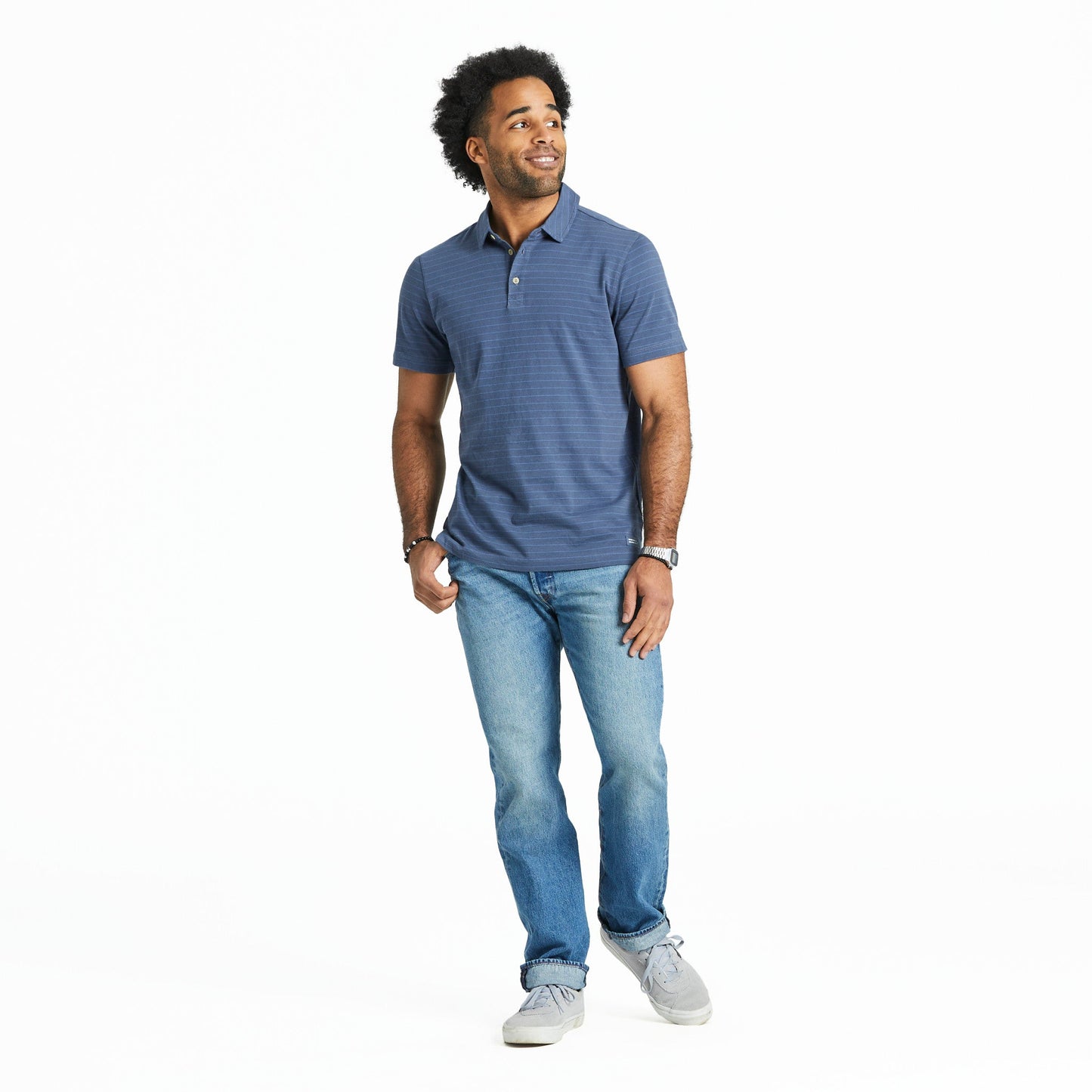 Men's Solid Short Sleeve Striped Crusher-LITE Polo