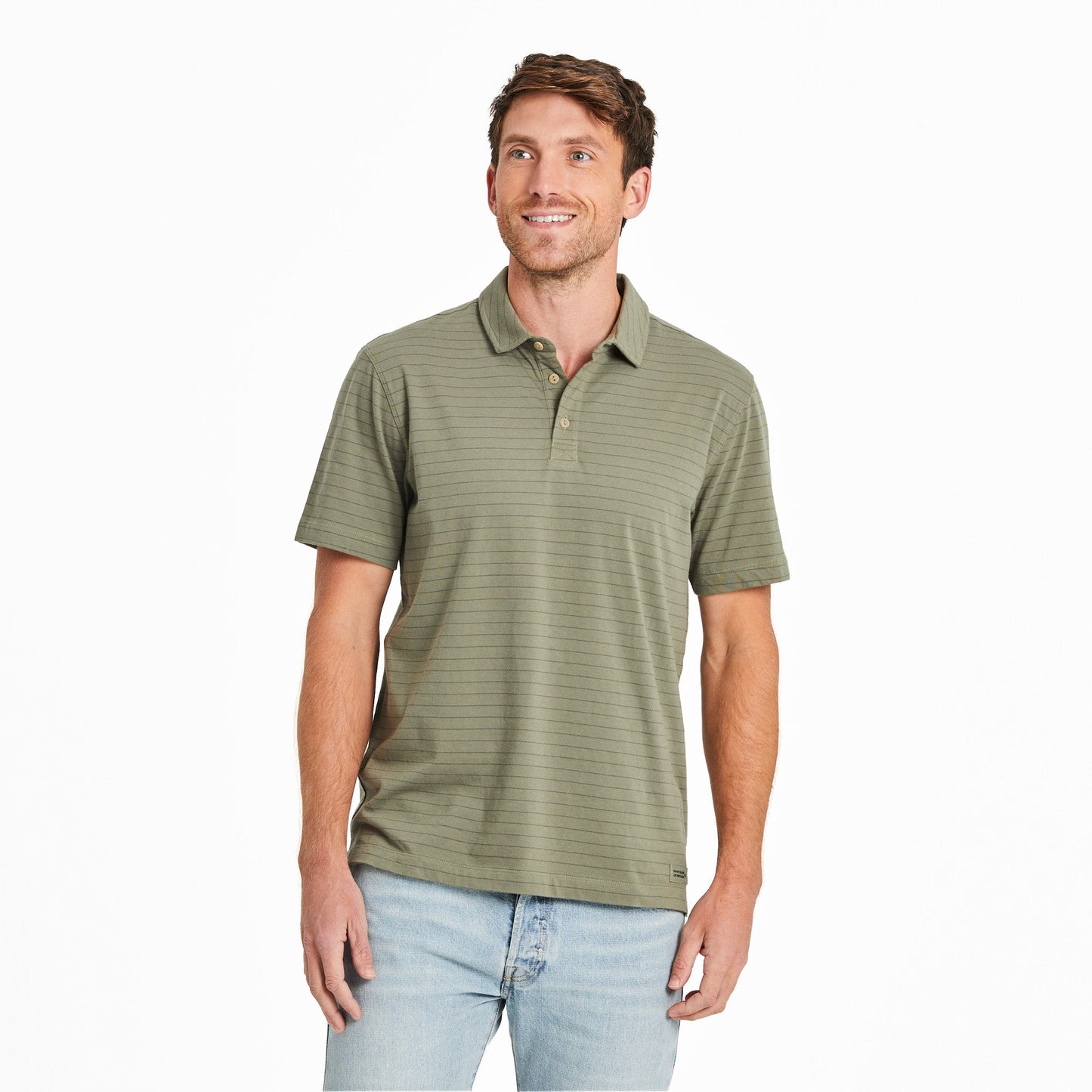 Men's Solid Short Sleeve Striped Crusher-LITE Polo