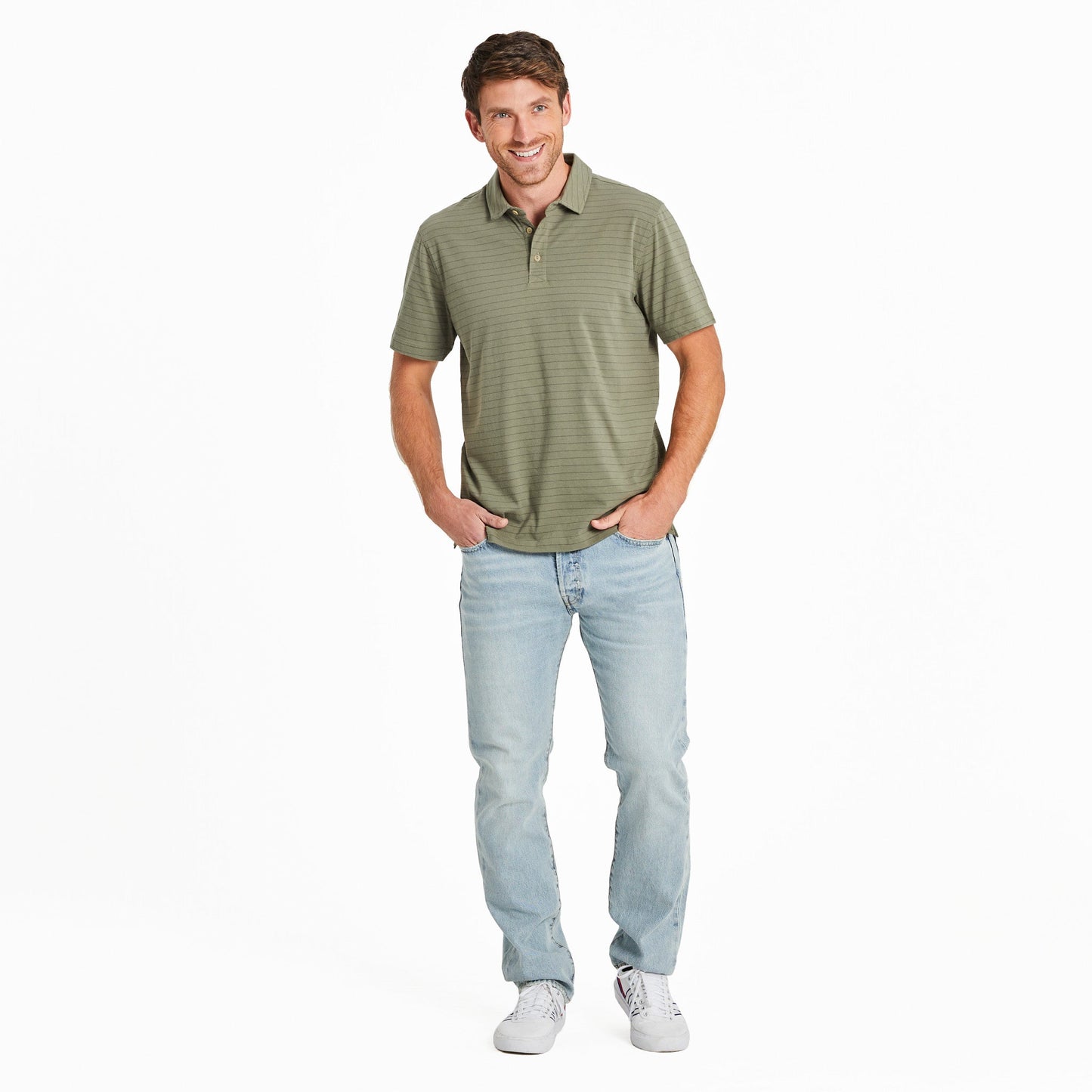 Men's Solid Short Sleeve Striped Crusher-LITE Polo