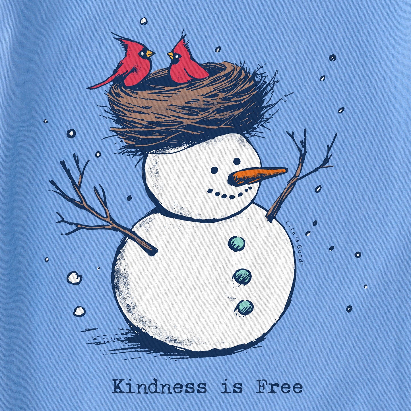 Kids Kindness is Free Snowman Long Sleeve Crusher Tee