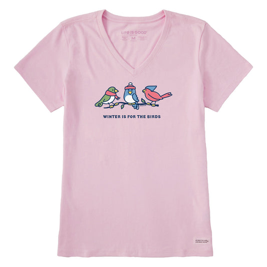 Women's Vintage Winter Is For The Birds Short Sleeve Crusher Vee