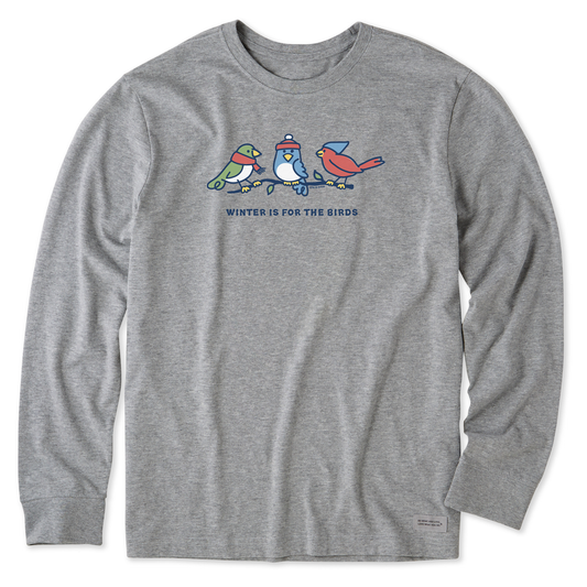Men's Vintage Winter Is For The Birds Long Sleeve Crusher Tee