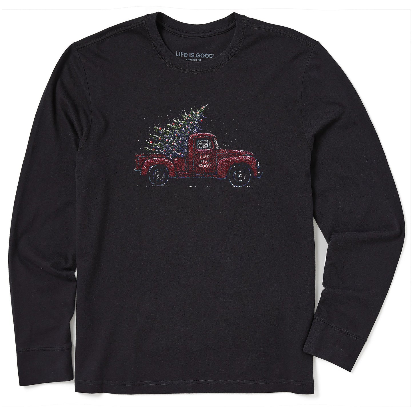 Men's Christmas Tree Truck Long Sleeve Crusher Tee