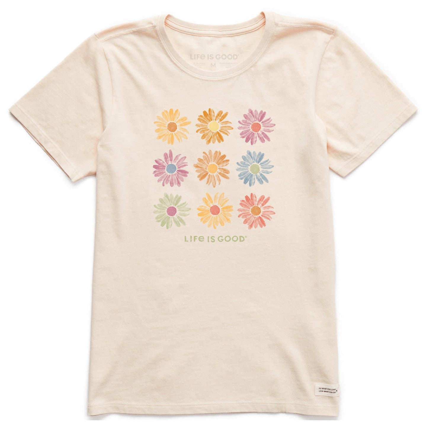 Women's Grid of Painted Daisies Short Sleeve Crusher Tee