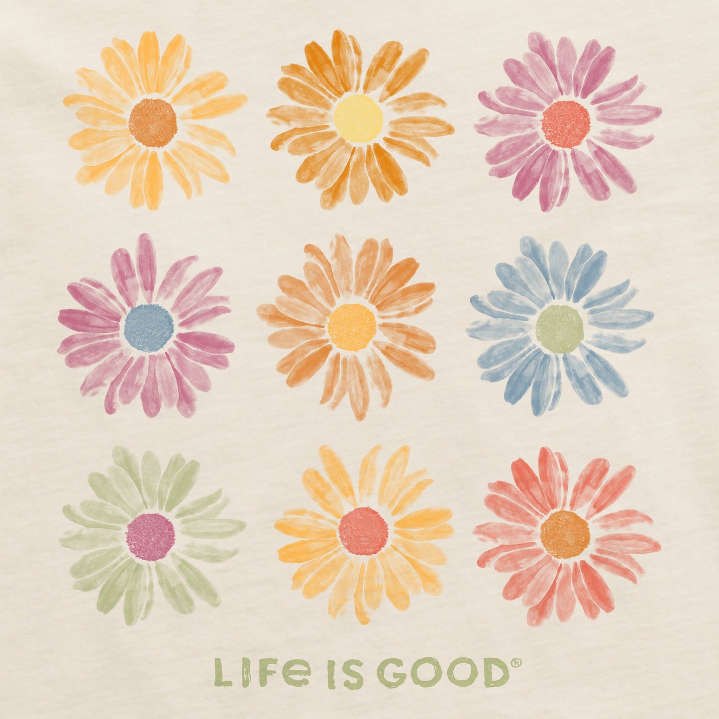 Women's Grid of Painted Daisies Short Sleeve Crusher Tee