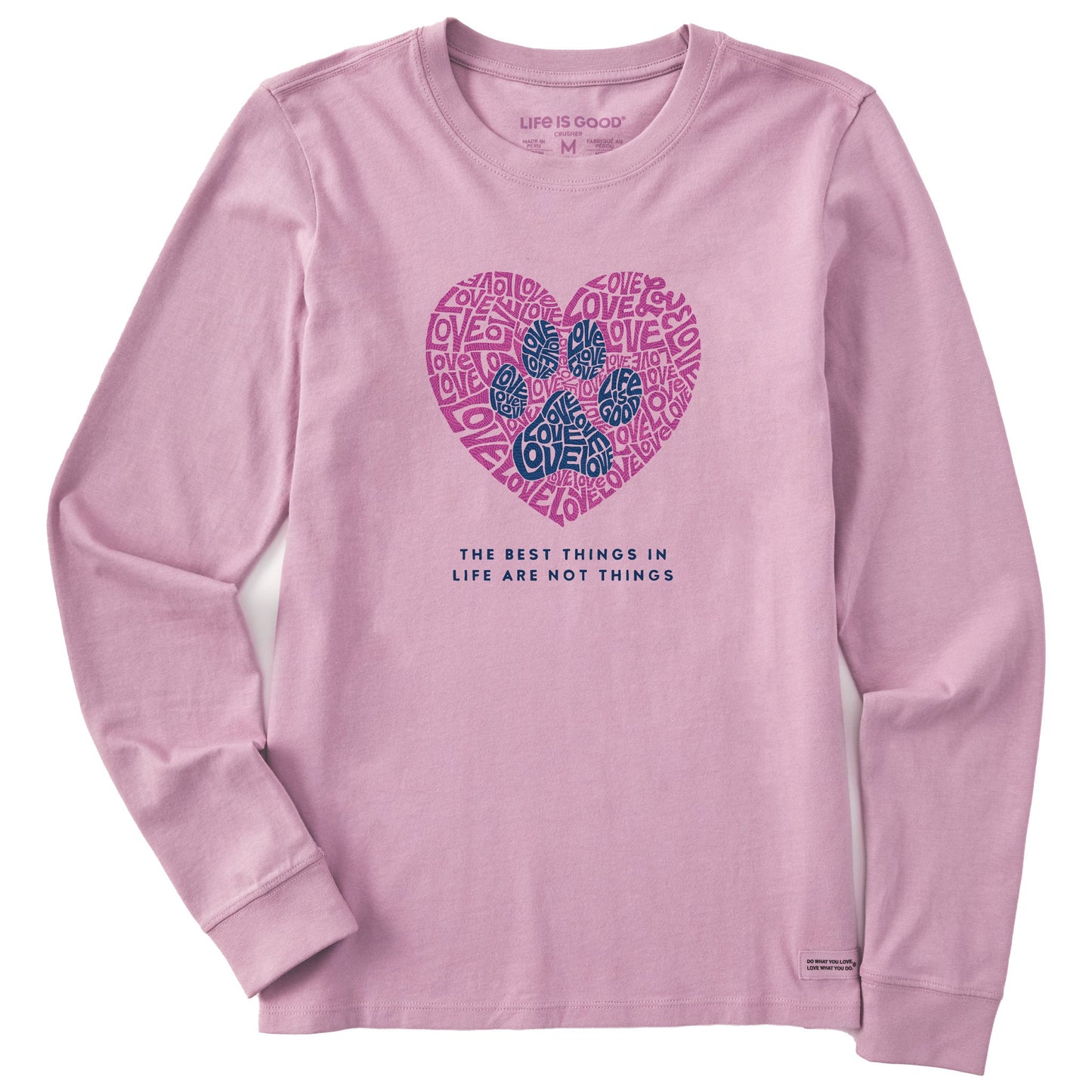 Women's Best Things Paw Heart Long Sleeve Crusher Tee