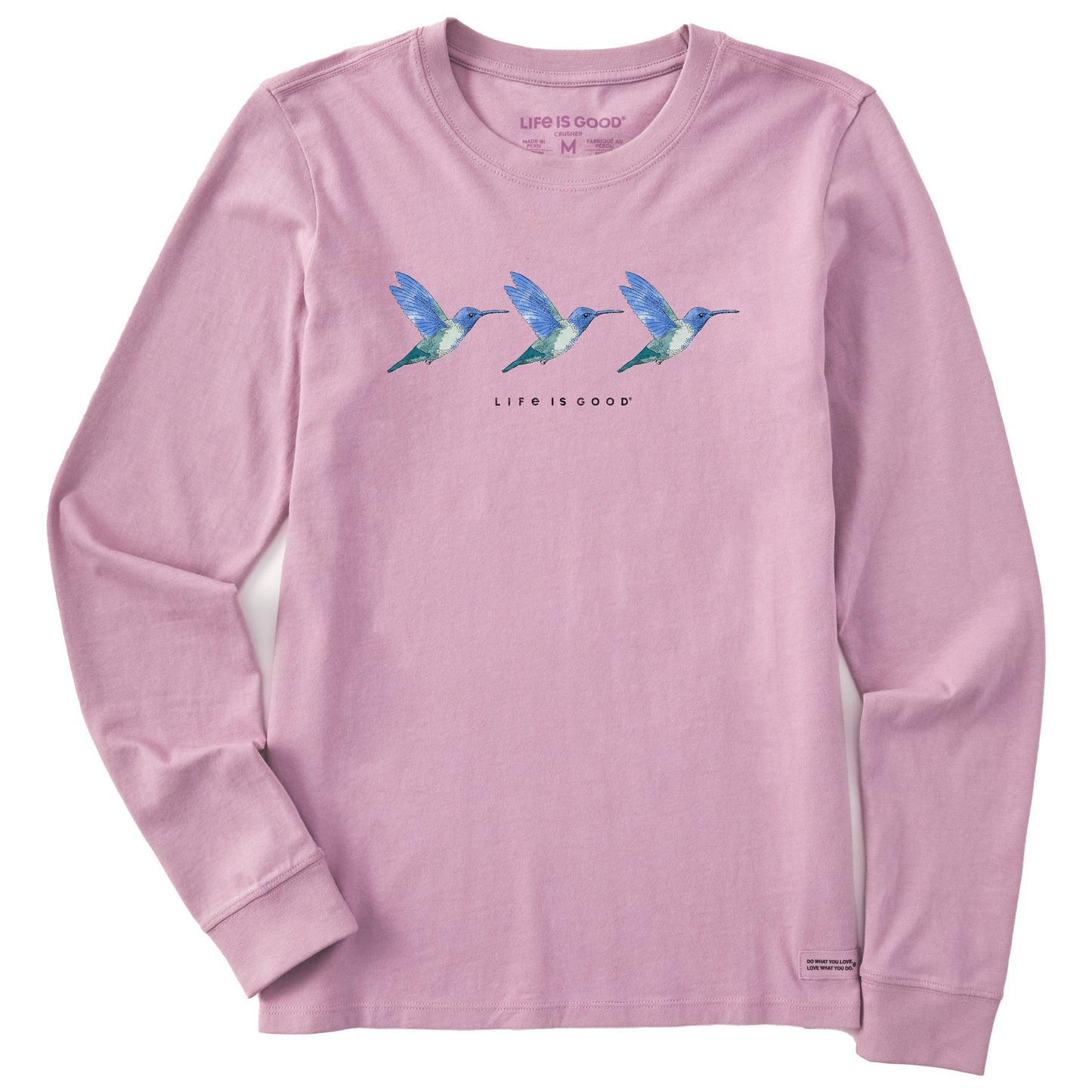 Women's Three Hummingbirds Long Sleeve Crusher Tee