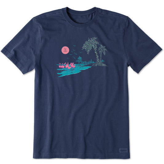 Men's Winter Flamingo Palms Short Sleeve Crusher Tee