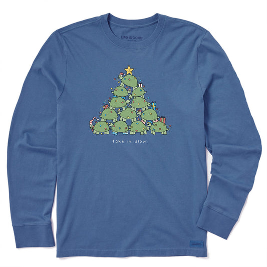 Men's Take it Slow Turtle Xmas Tree Long Sleeve Crusher Tee
