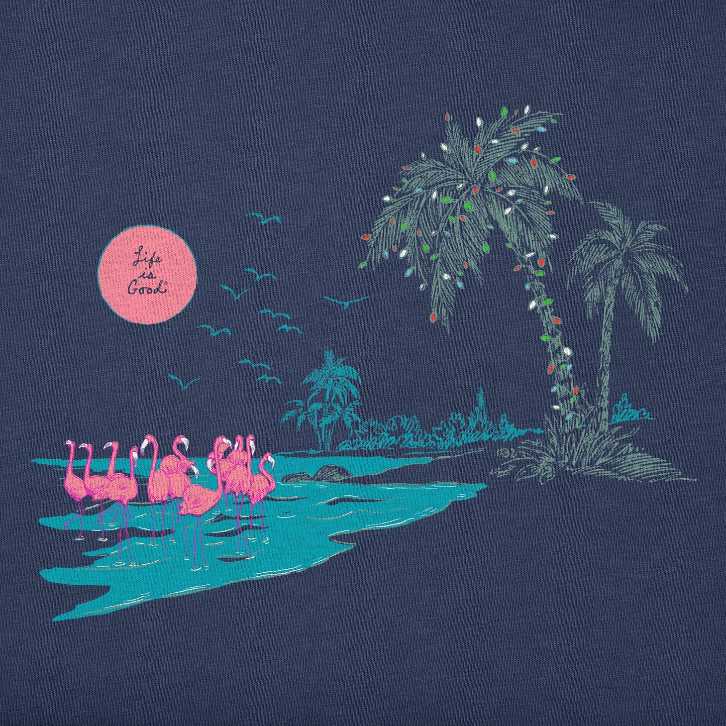 Women's Winter Flamingo Palms Short Sleeve Crusher Tee