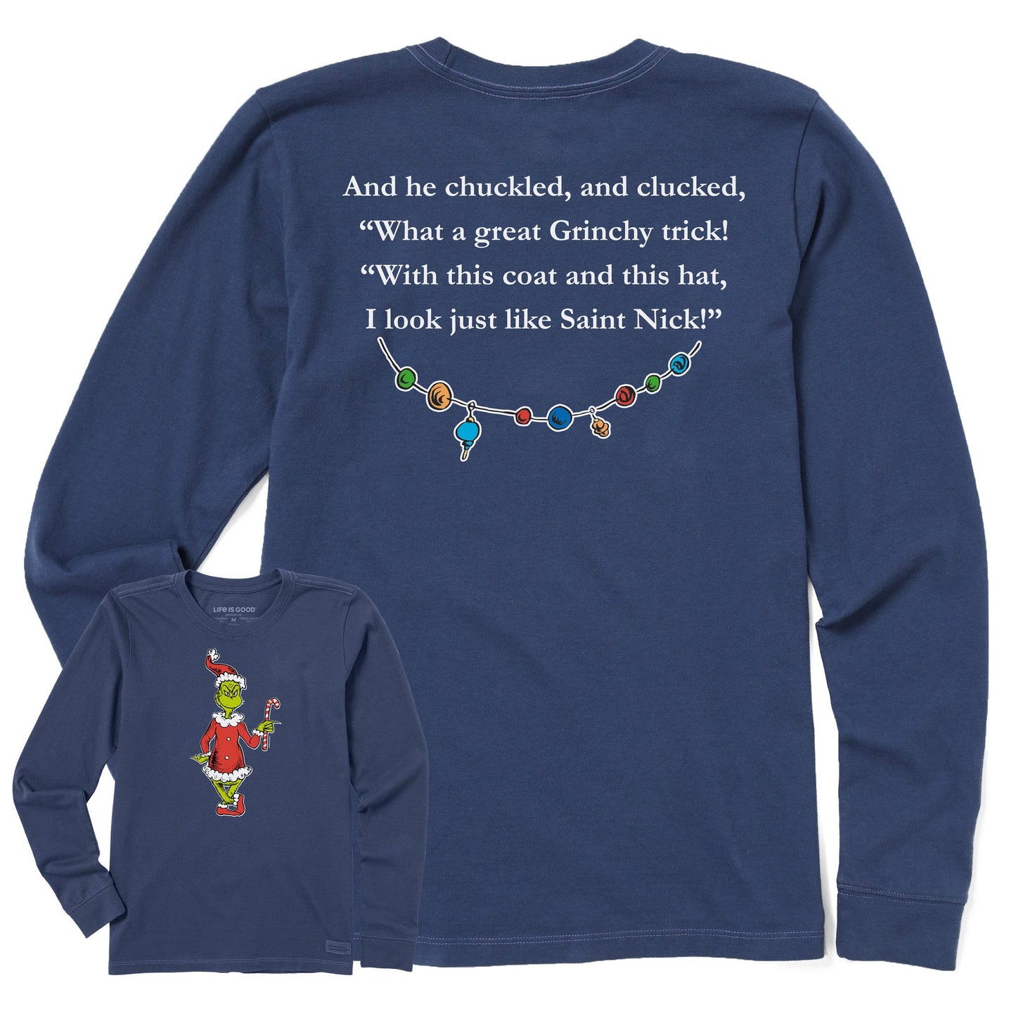 Women's Grinch Candy Cane Long Sleeve Crusher Tee