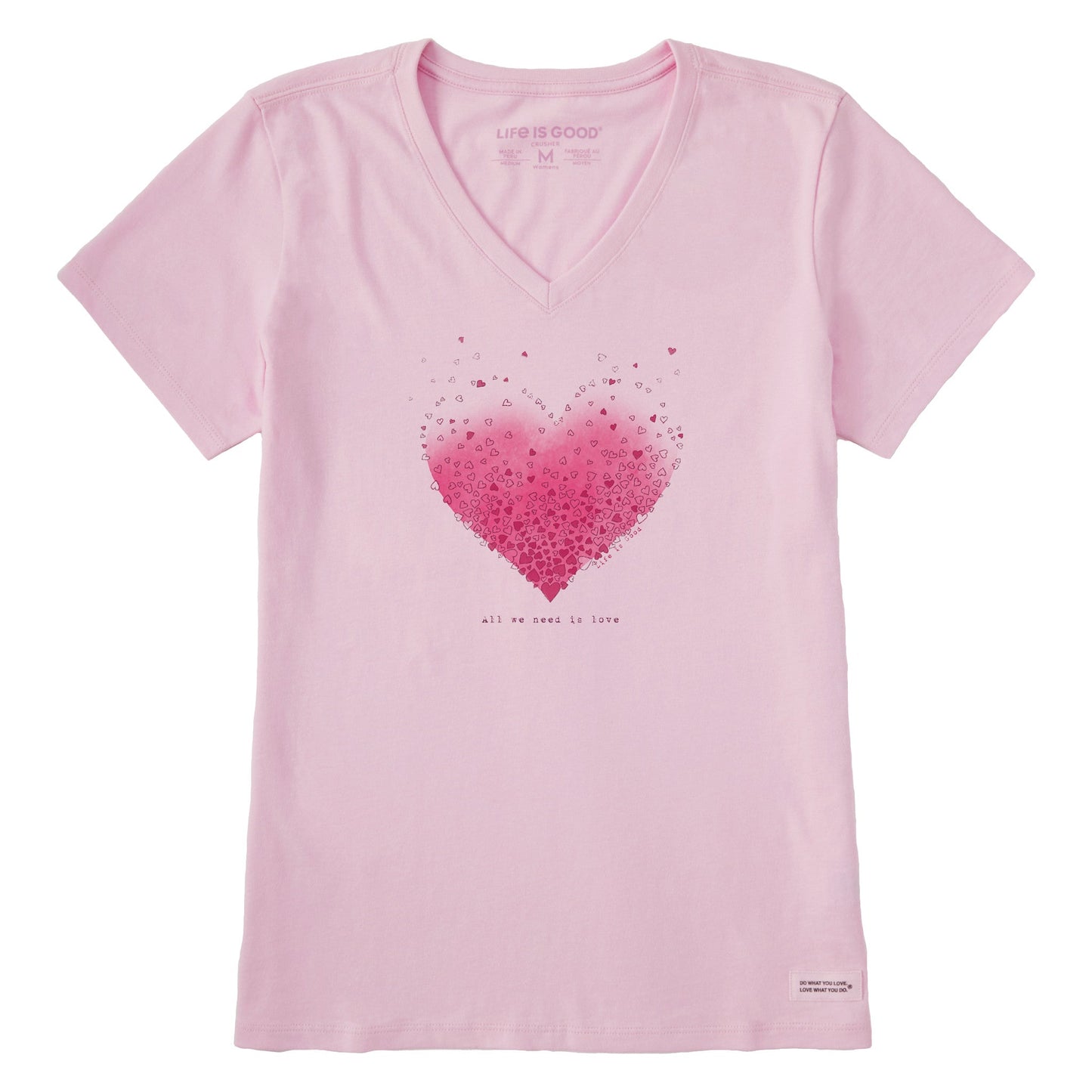 Women's Scattered Hearts Short Sleeve Vee