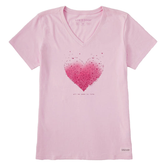 Women's Scattered Hearts Short Sleeve Vee