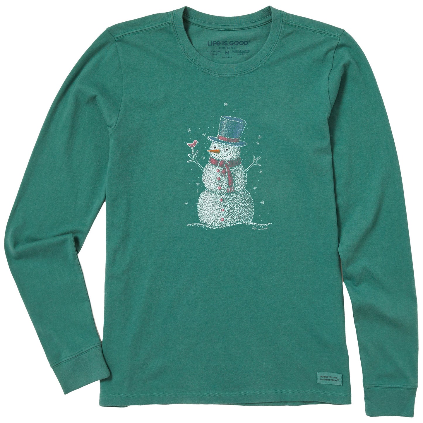Women's Sparkle Snowman Long Sleeve Crusher Tee