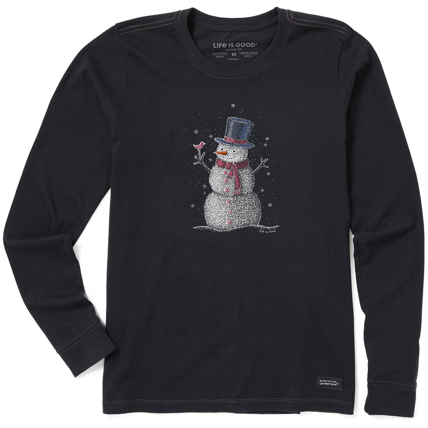 Women's Sparkle Snowman Long Sleeve Crusher Tee