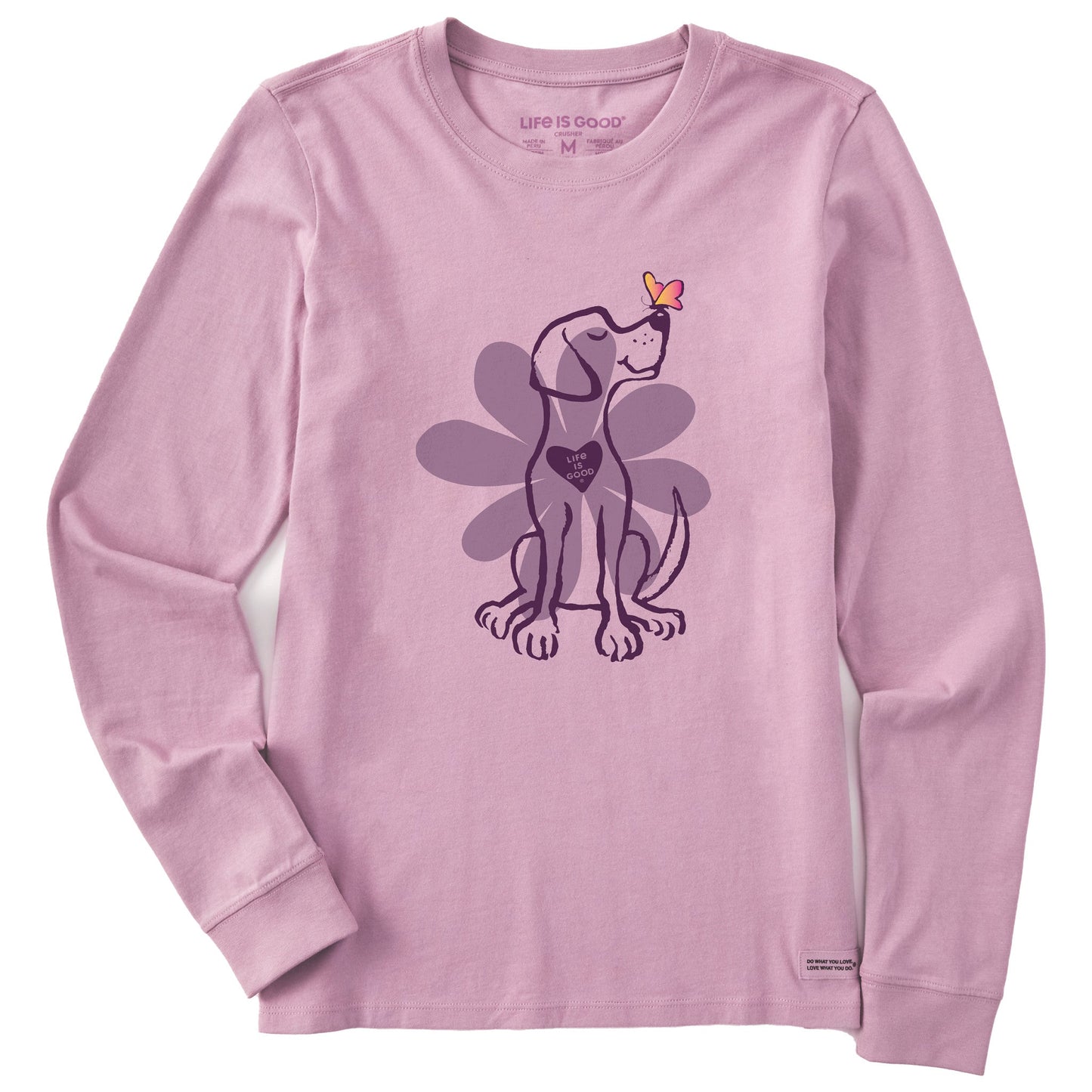 Women's Spring Daisy Dog Long Sleeve Crusher Tee