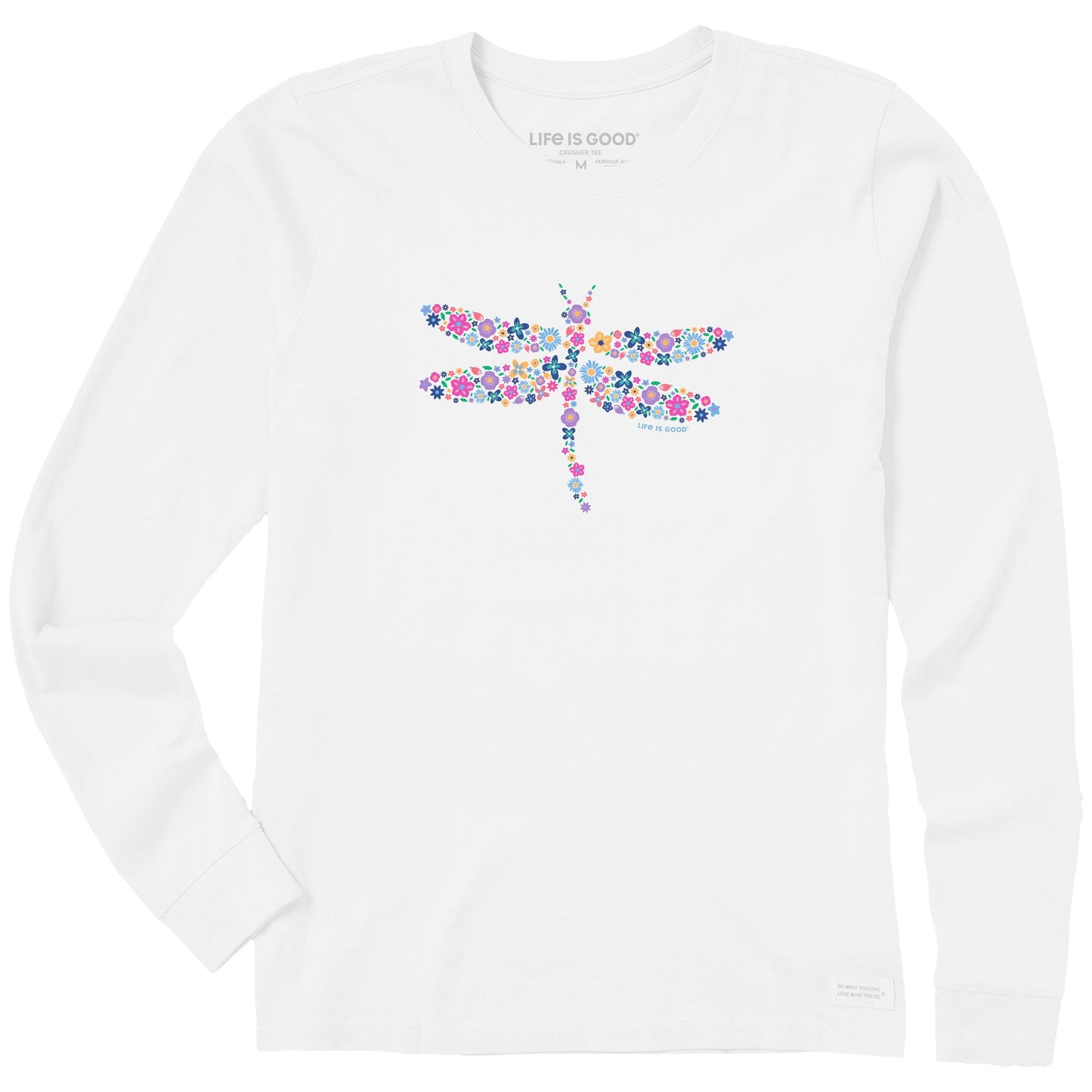 Women's Dragonfly Flowers Long Sleeve Crusher Tee