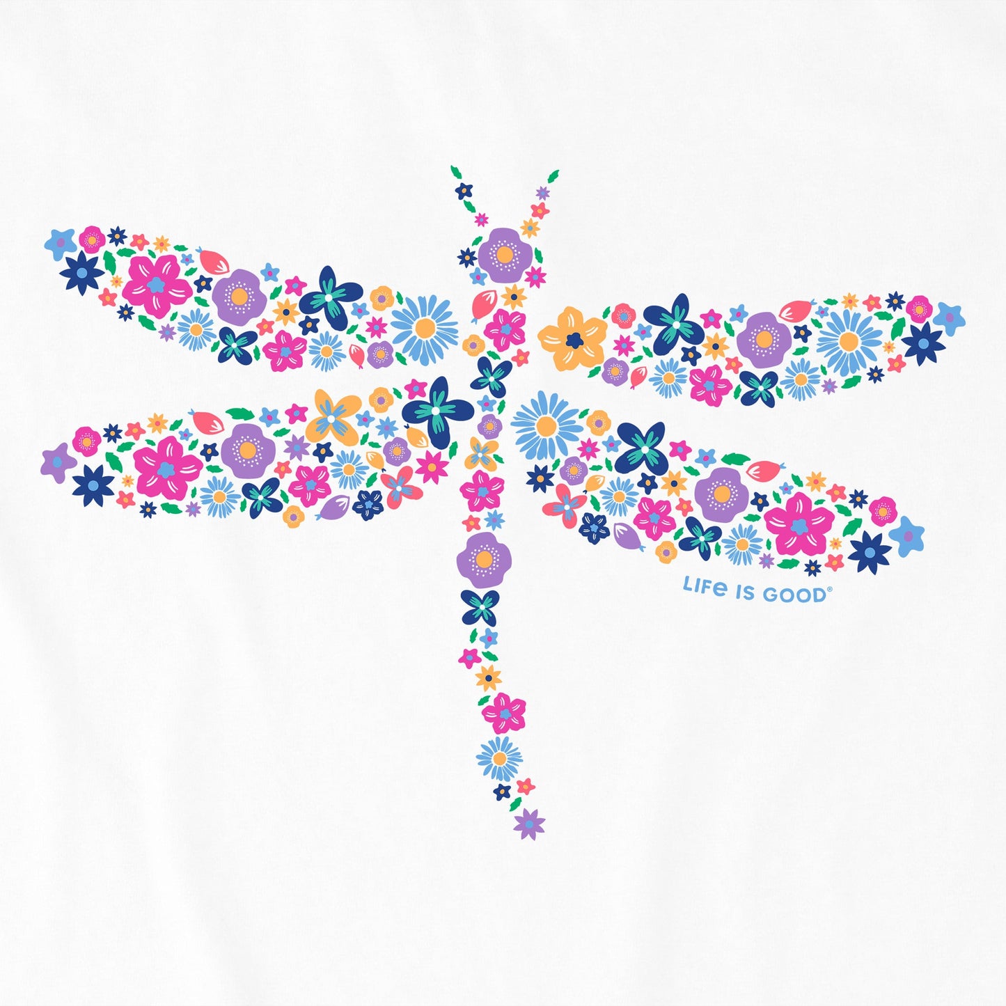 Women's Dragonfly Flowers Long Sleeve Crusher Tee