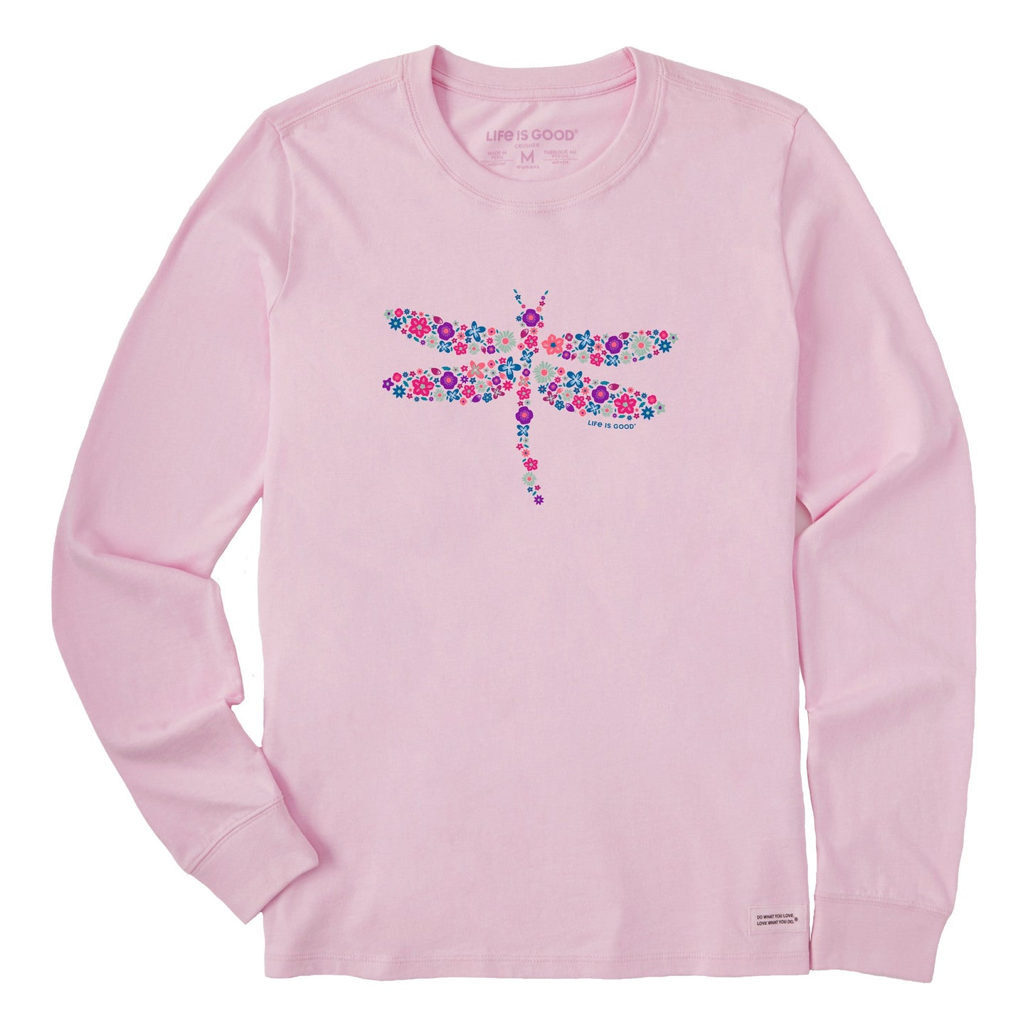 Women's Dragonfly Flowers Long Sleeve Crusher Tee