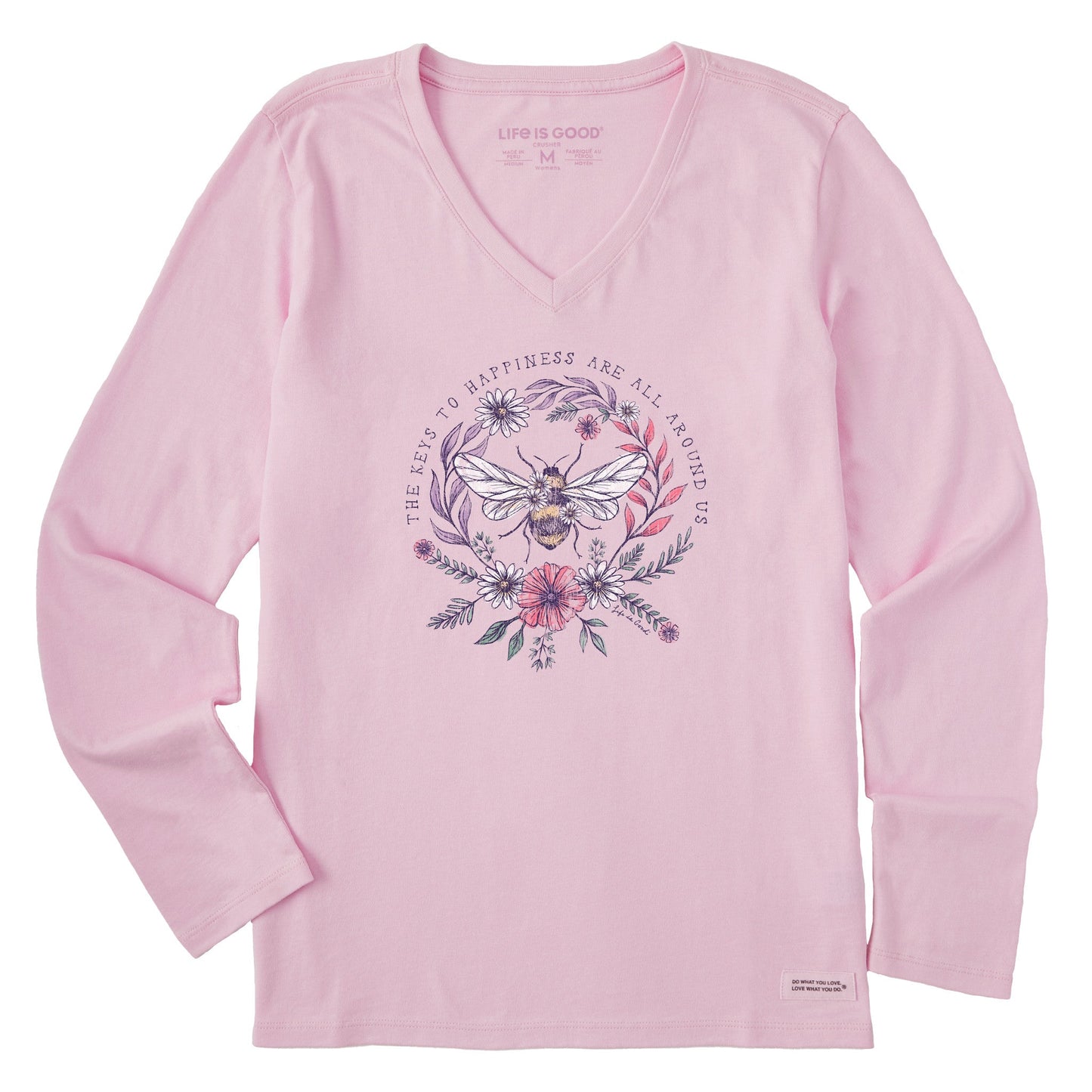 Women's Bee Happiness All Around Long Sleeve Crusher Vee