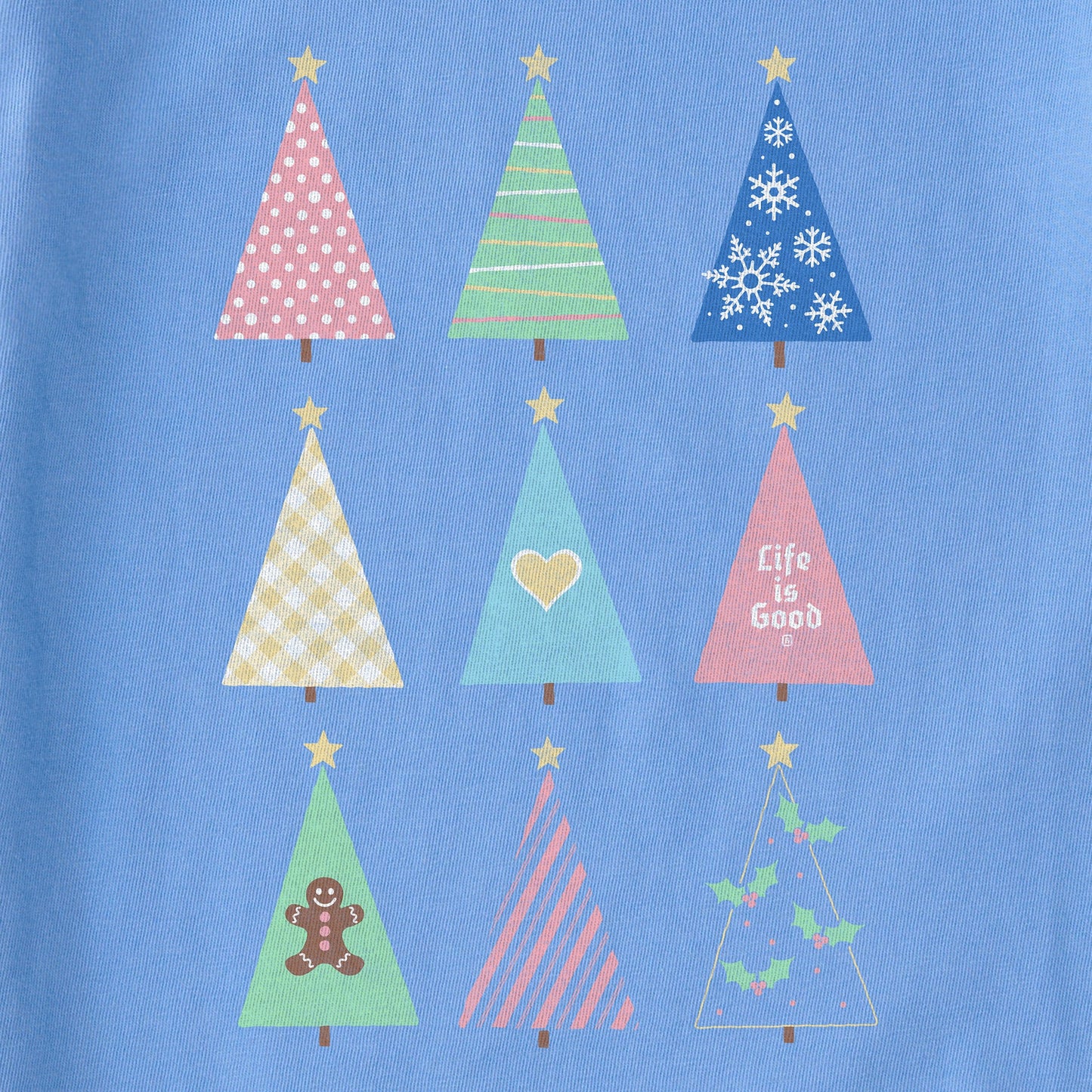 Women's Retro Christmas Trees Long Sleeve Crusher Vee