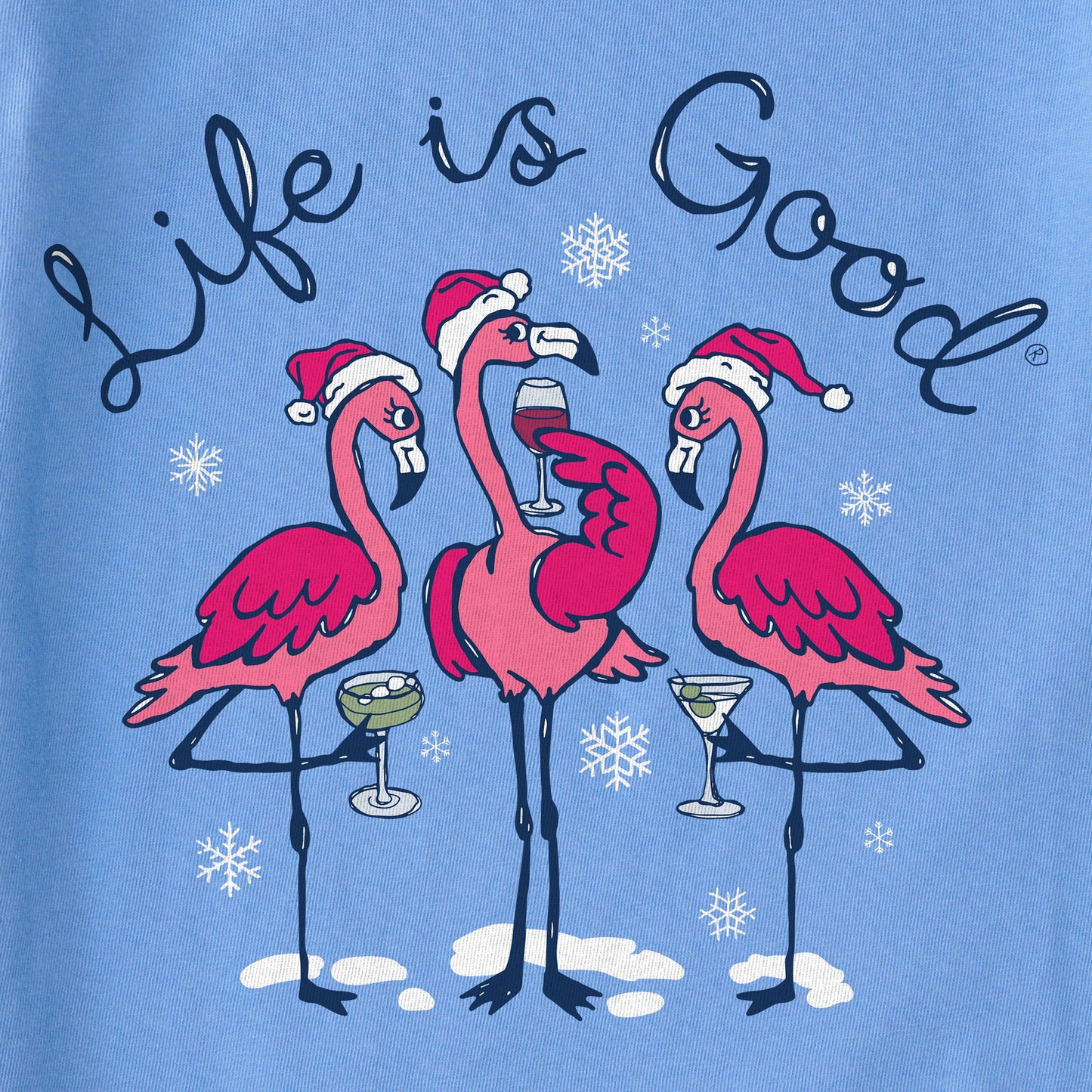 Women's Flamingo Holiday Cocktails Long Sleeve Crusher Vee