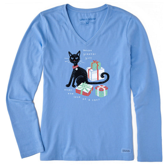 Women's Gift of a Cats Love Long Sleeve Crusher Vee
