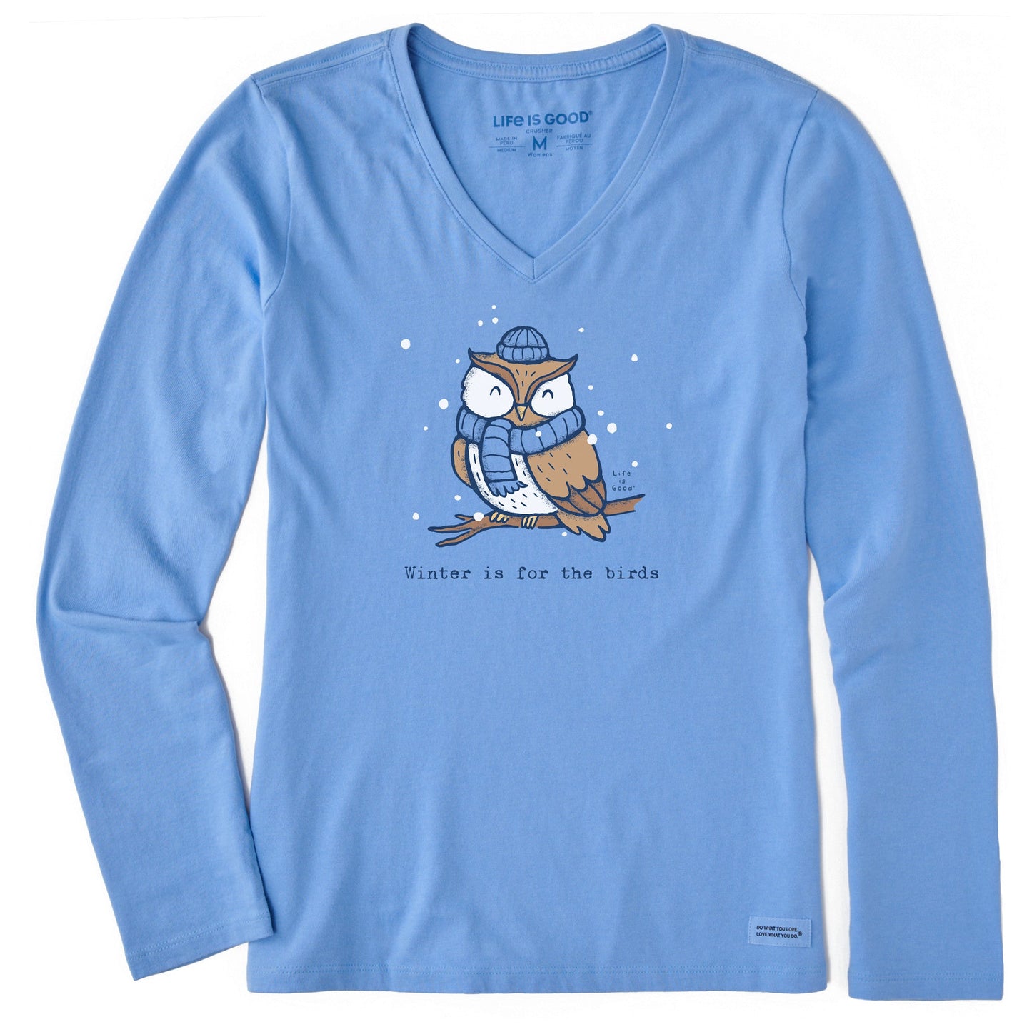 Women's Winter is for the Birds Owl Long Sleeve Crusher Vee