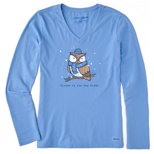 Women's Winter is for the Birds Owl Long Sleeve Crusher Vee