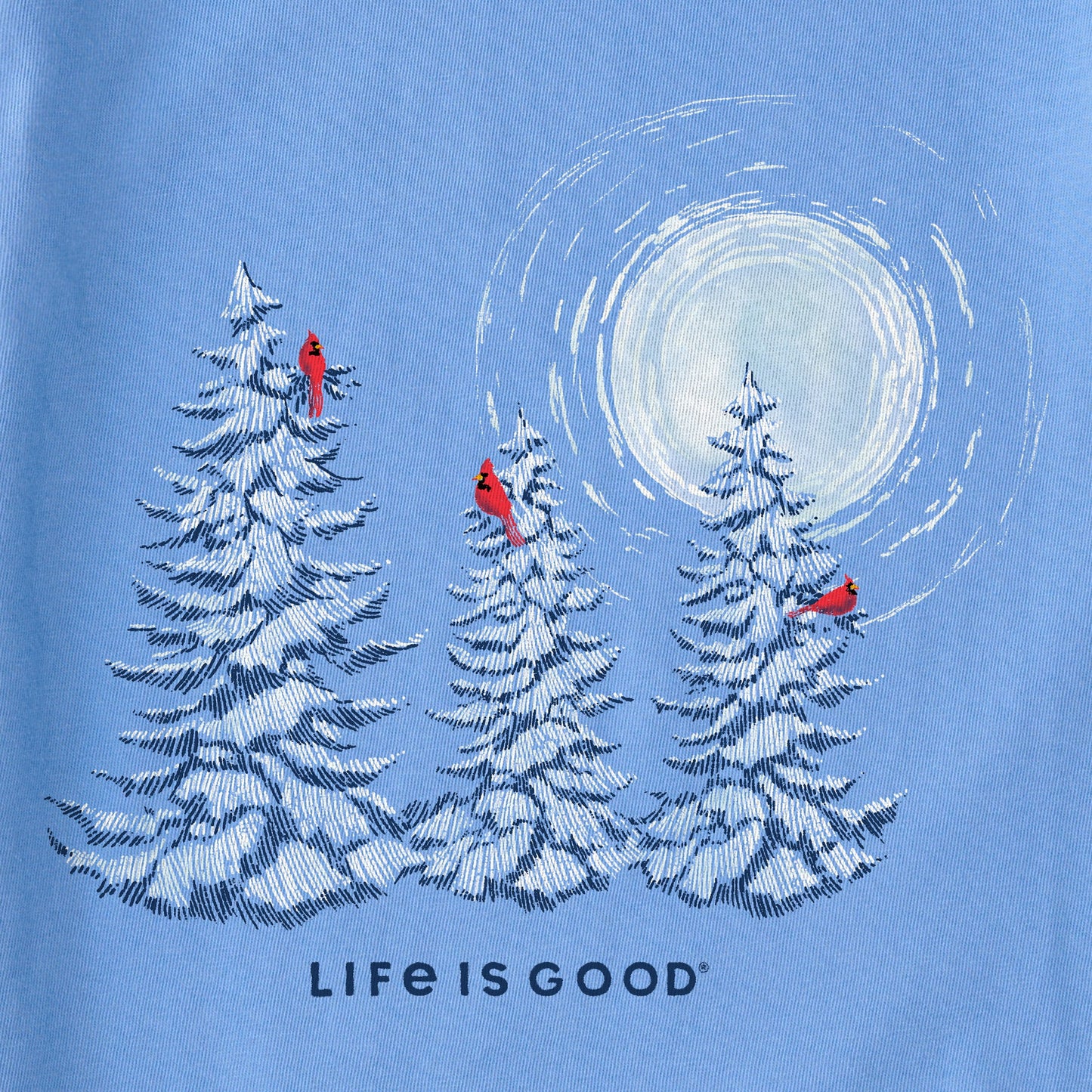 Women's Snowy Pines with Cardinals Long Sleeve Crusher Vee