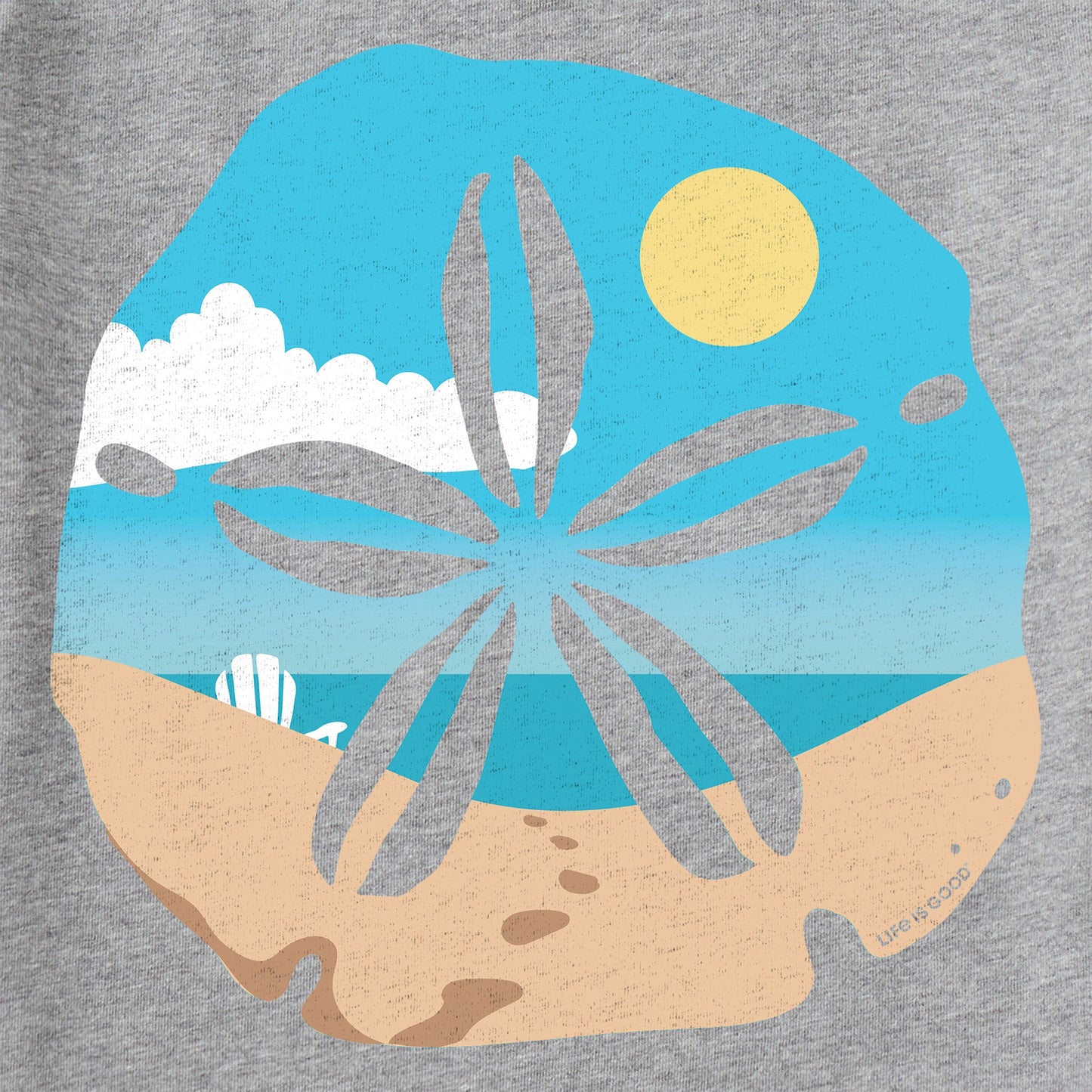 Women's Sand Dollar Beach Scene Long Sleeve Crusher Vee