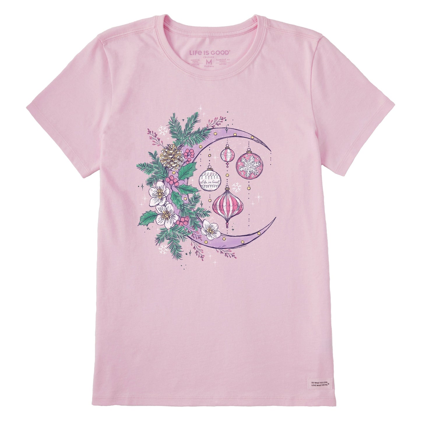 Women's Christmas Ornament Moon Short Sleeve Crusher Tee