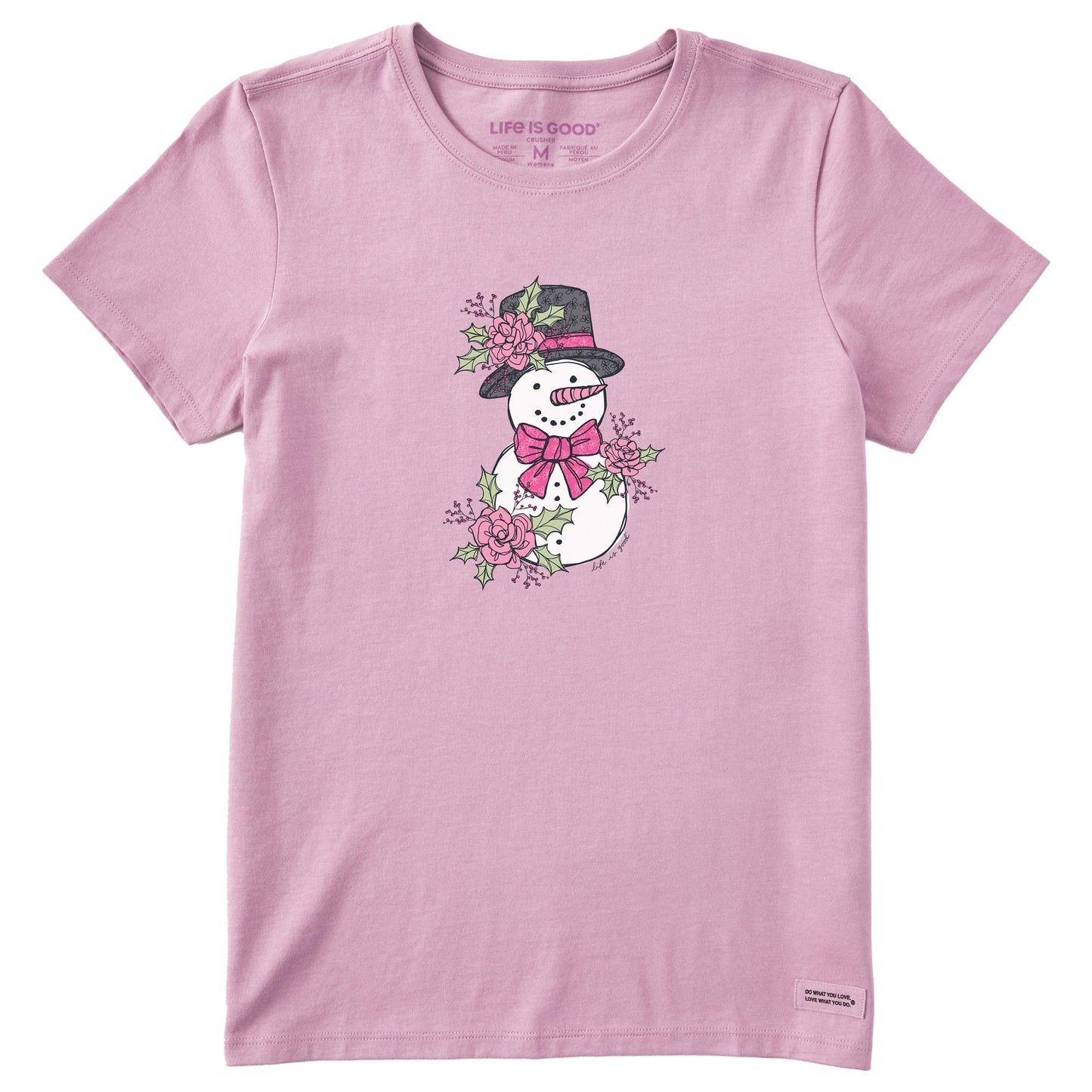 Women's Floral Snowman Short Sleeve Crusher Tee