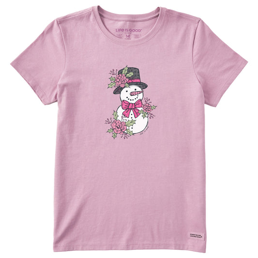Women's Floral Snowman Short Sleeve Crusher Tee