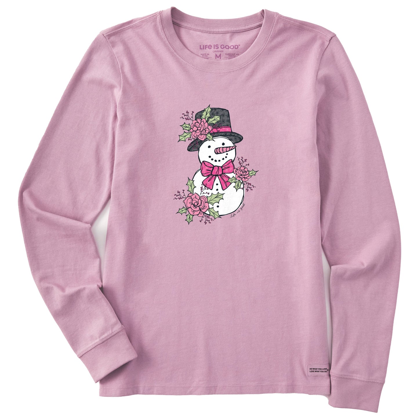 Women's Floral Snowman Long Sleeve Crusher Tee