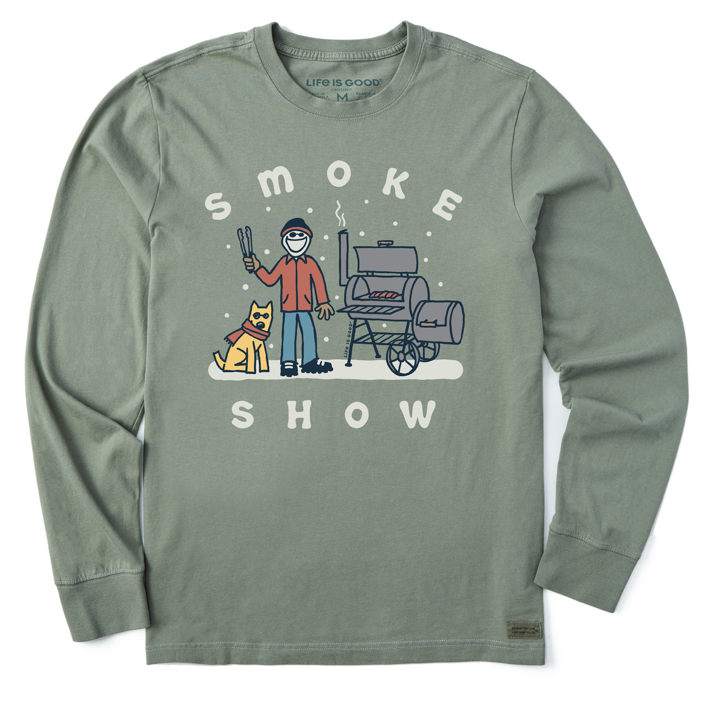 Men's Snowy Smoke Show Jake & Rocket Long Sleeve Crusher Tee