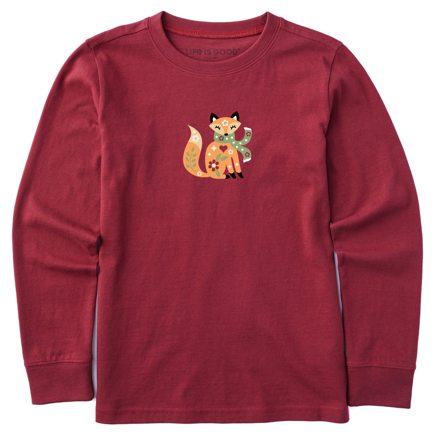 Kids Mini Winter Scarf Fox Long Sleeve Crusher Tee
