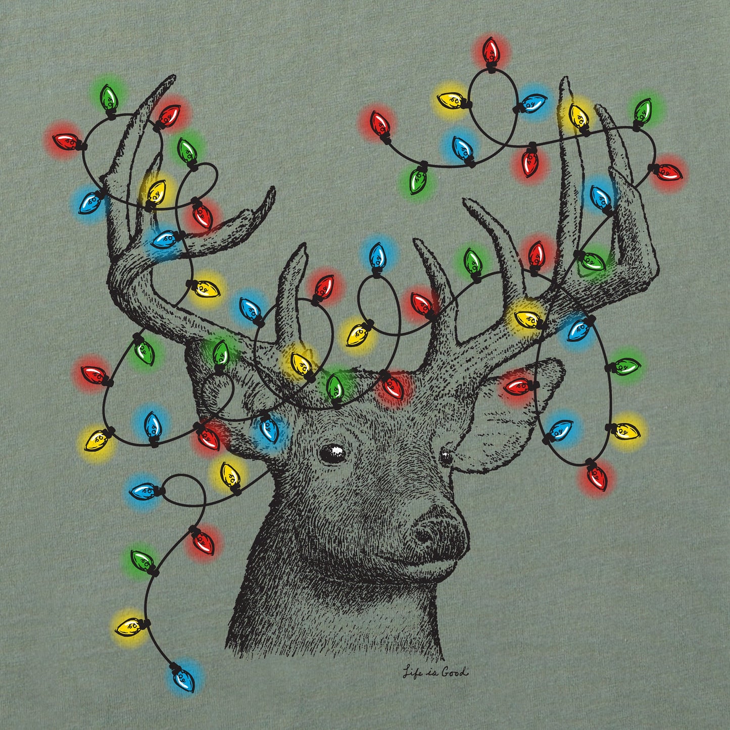 Men's Buck Head Xmas Lights Short Sleeve Crusher Tee