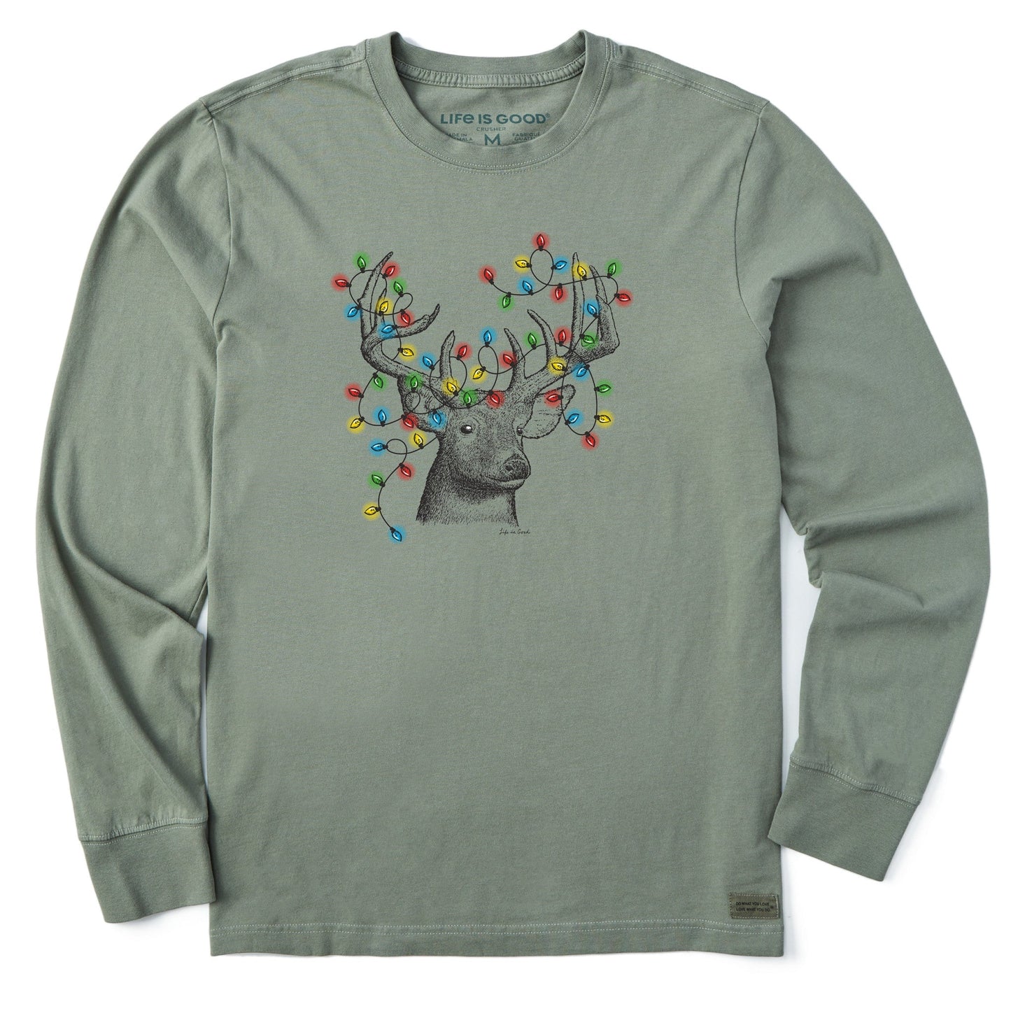 Men's Buck Head Xmas Lights Long Sleeve Crusher Tee