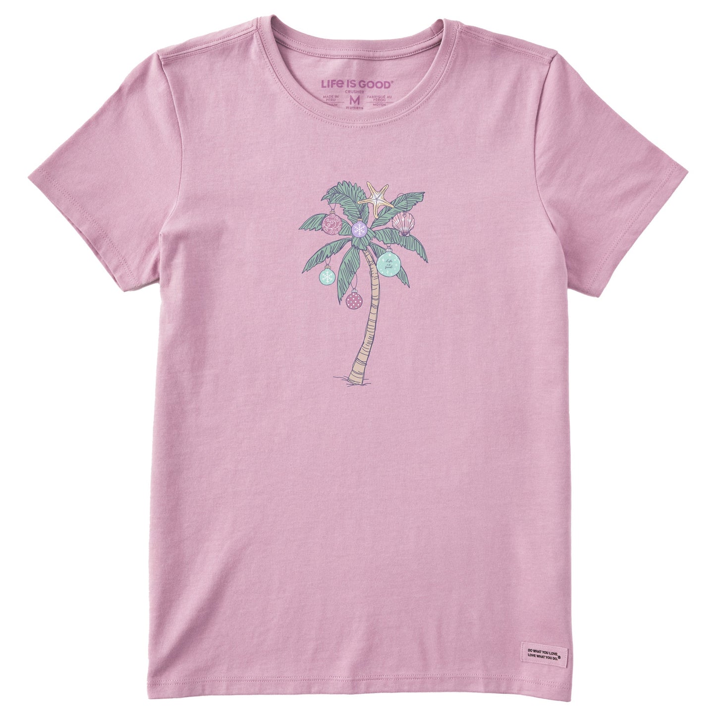 Women's Xmas Ornament Palm Tree Short Sleeve Crusher Tee
