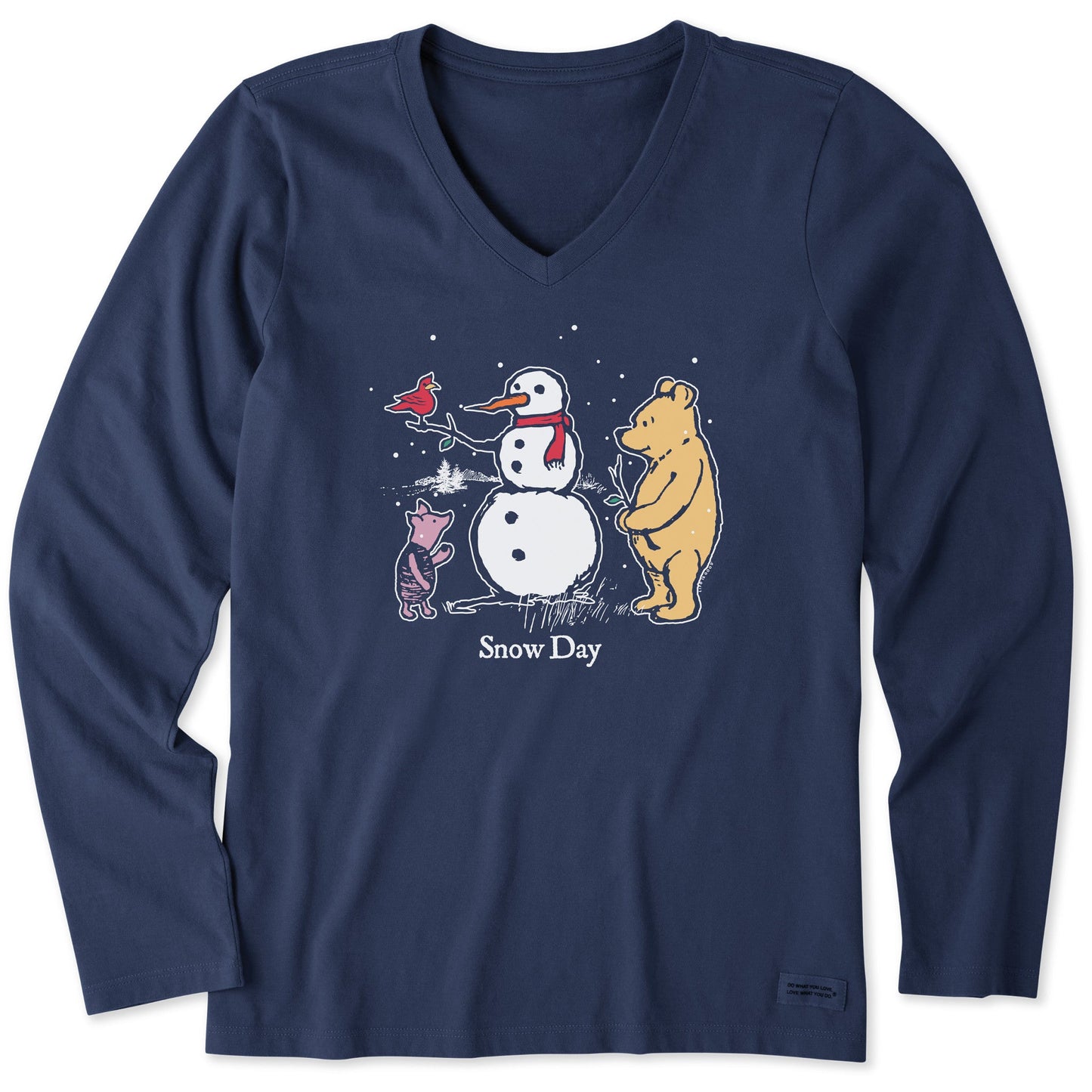 Women's Winnie Snowman Snow Day Long Sleeve Crusher Vee