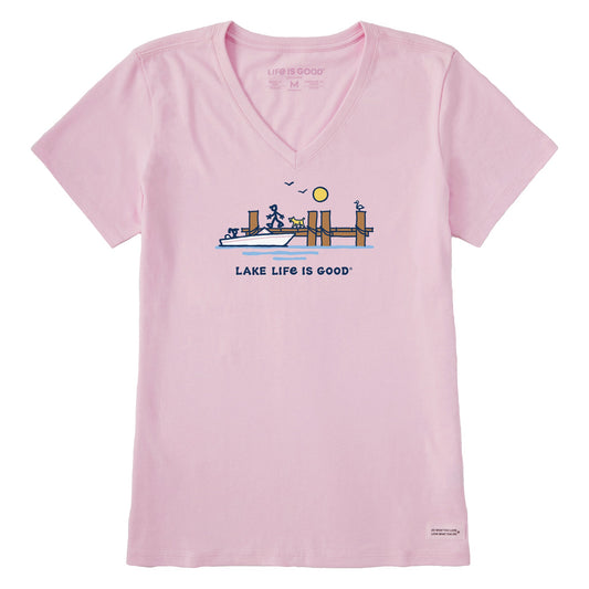 Women's Dock Lake Life is Good Short Sleeve Crusher Vee