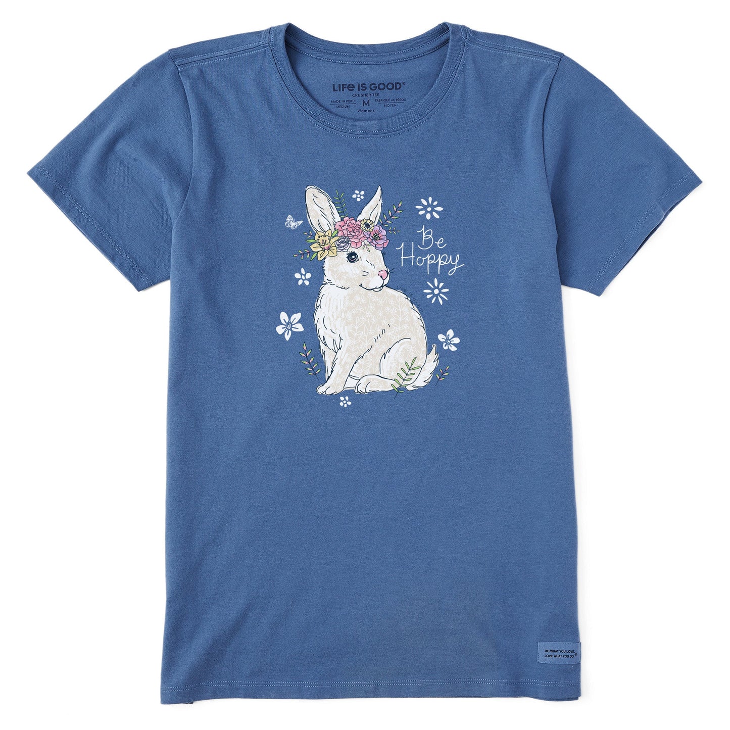Women's Be Hoppy Flower Crown Bunny Short Sleeve Crusher Tee