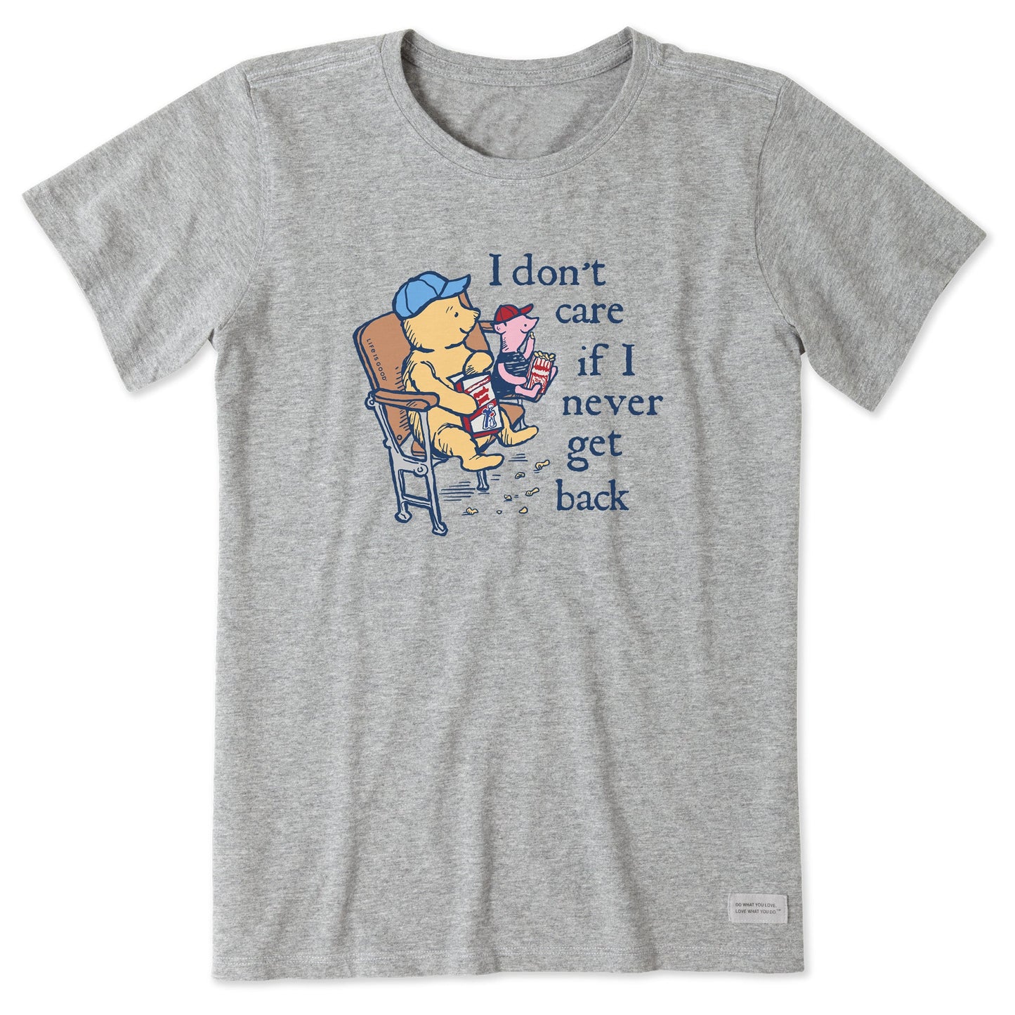 Women's Winnie & P I Don't Care Baseball Short Sleeve Crusher Tee