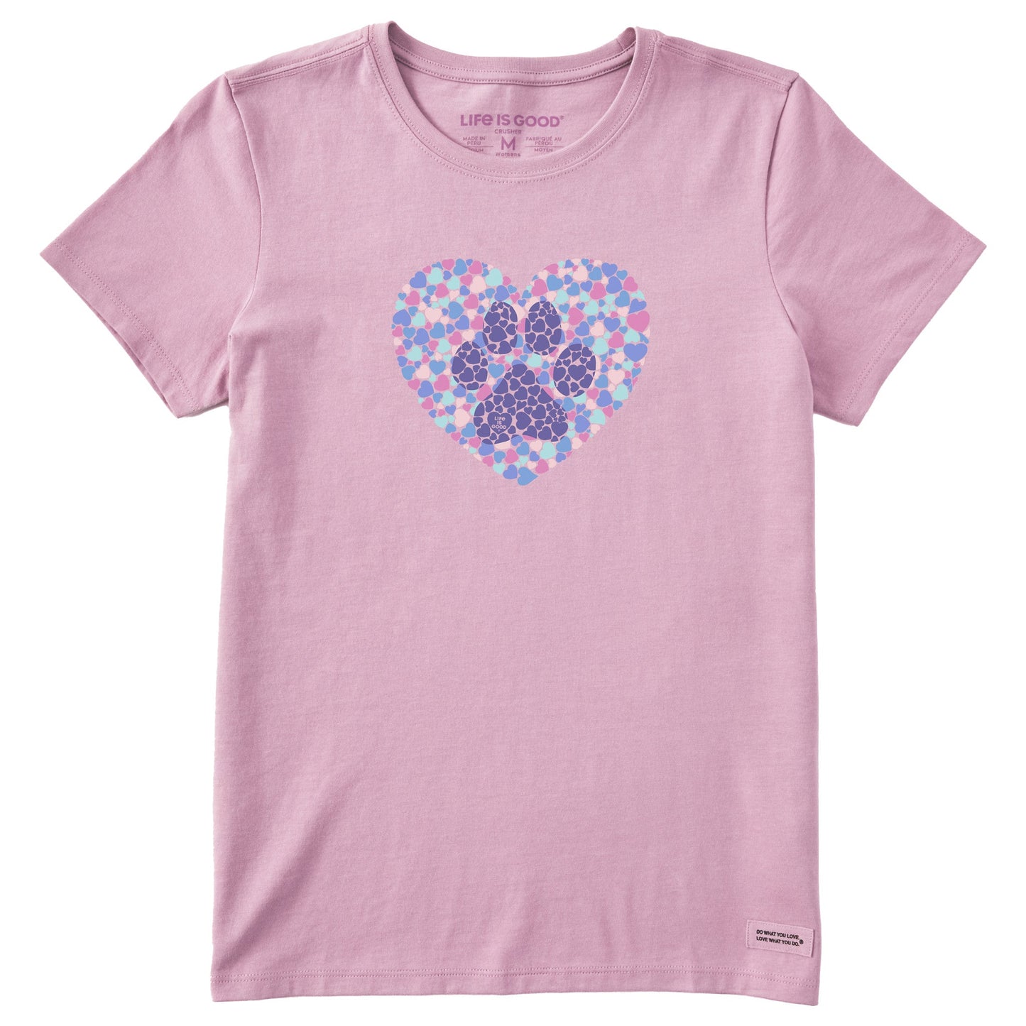 Women's Dog Paw Heart Short Sleeve Crusher Tee