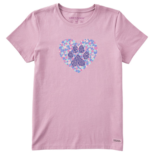 Women's Dog Paw Heart Short Sleeve Crusher Tee