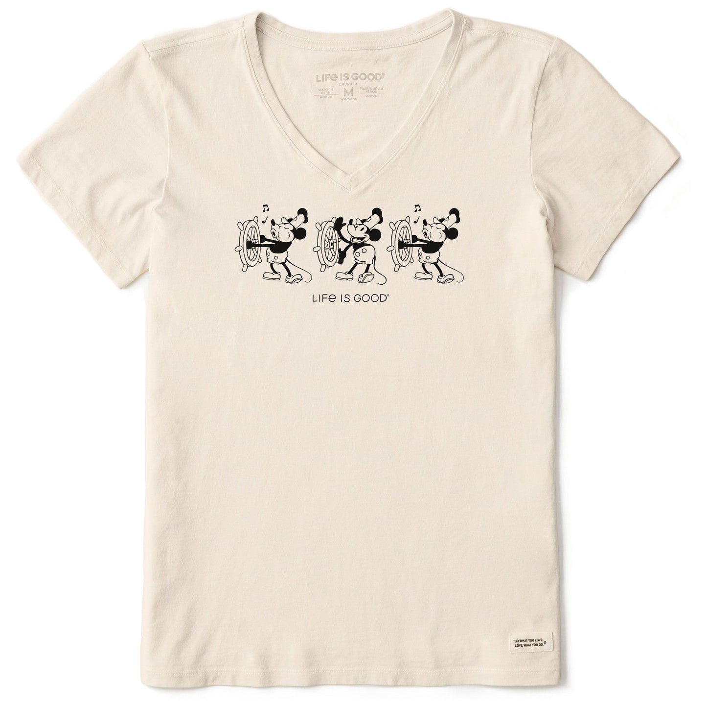 Women's Steamboat Willie at the Helm Short Sleeve Crusher Vee