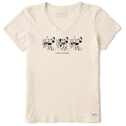 Women's Steamboat Willie at the Helm Short Sleeve Crusher Vee